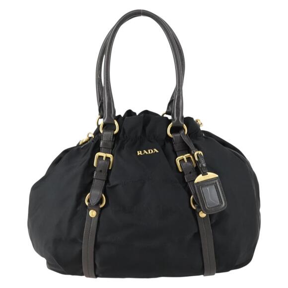 PRADA Hand Bag Nylon Leather 2way Black Gold Auth 156149 - Picture 13 of 16